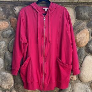 Woman Within Zippered Sweatshirt Hoodie Jacket 1X